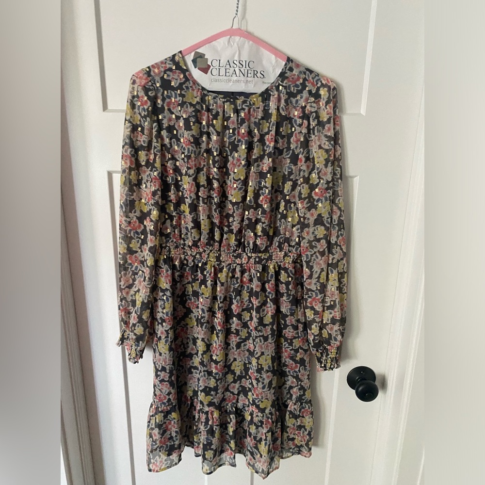 Loft dress. Grey and floral. Cute! Like new! Wore 2X